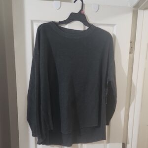 Terra & Sky Dark Gray Waffle Knit Top
